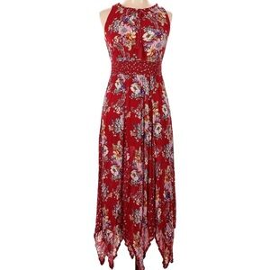 Bila Floral Sleeveless Midi Boho Handkerchief Lightweight Summer Dress SIZE XL